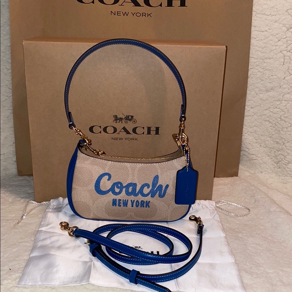 Coach Women's Beige and Blue Bag
